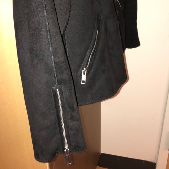 Black Faux Fur Biker Jacket - Picture 2 of 5